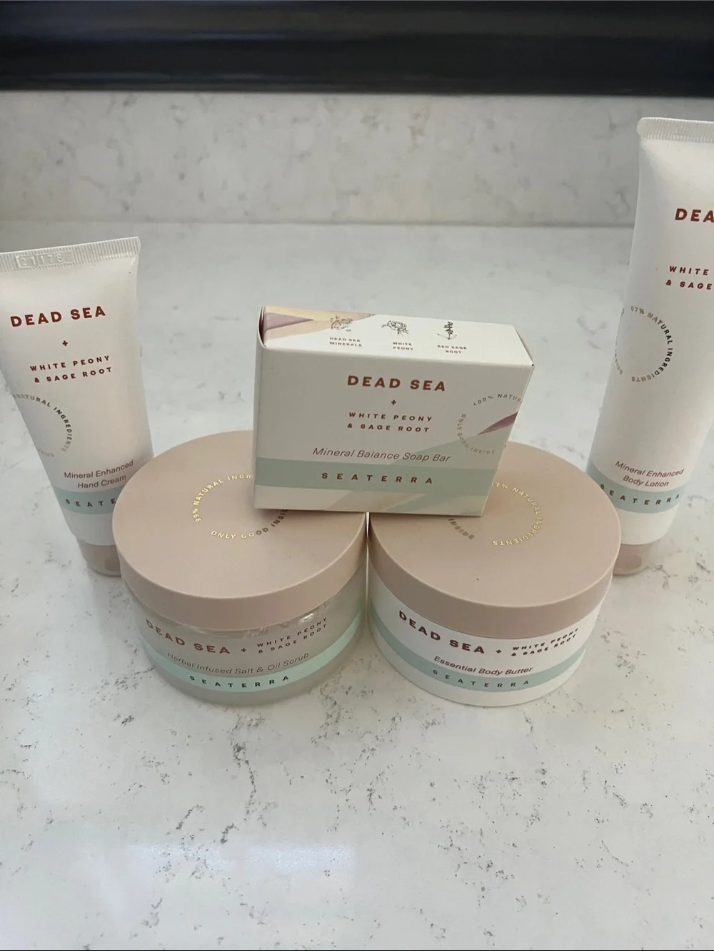 Seacret Dead Sea White Peony & Sage Root Mineral Body Butter& salt and oil scrub
